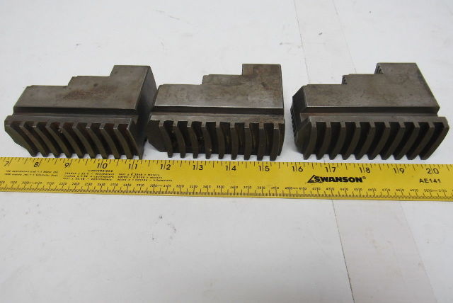 #30 Self Centering Spiral Chuck Jaws Hardened 3" x 4" x 1-1/2" Lot Of 3