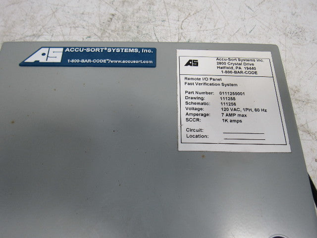 Accu-Sort 0111255001 120V 1Ph 60Hz Barcode Remote I/O Panel Verification System