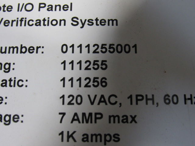 Accu-Sort 0111255001 120V 1Ph 60Hz Barcode Remote I/O Panel Verification System