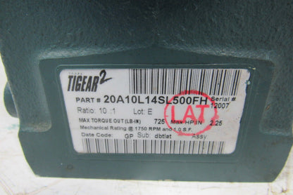 Dodge 20A10L14SL500FH 10:1 Ratio 1750RPM 2.25Hp Input 175RPM LH Output Gearbox