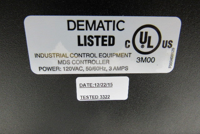Dematic F003400117AF 120V Magnetic Divert Switch Conveyor Control Panel