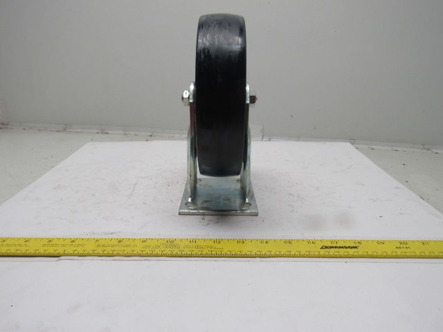 K-Wheel 8" Hard Plastic Solid Crowned Tread Ridged Caster 4x4-1/2" Plate Mount