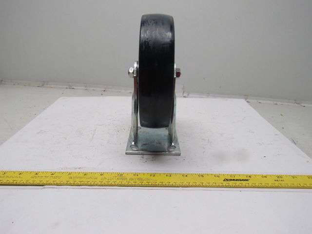 K-Wheel 8" Hard Plastic Solid Crowned Tread Ridged Caster 4x4-1/2" Plate Mount