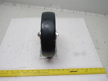 K-Wheel 8" Hard Plastic Solid Crowned Tread Ridged Caster 4x4-1/2" Plate Mount