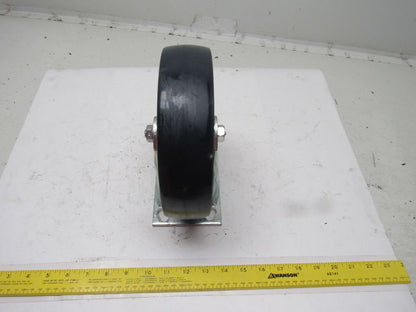 K-Wheel 8" Hard Plastic Solid Crowned Tread Ridged Caster 4x4-1/2" Plate Mount