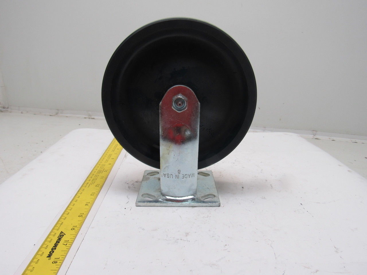K-Wheel 8" Hard Plastic Solid Crowned Tread Ridged Caster 4x4-1/2" Plate Mount