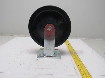 K-Wheel 8" Hard Plastic Solid Crowned Tread Ridged Caster 4x4-1/2" Plate Mount