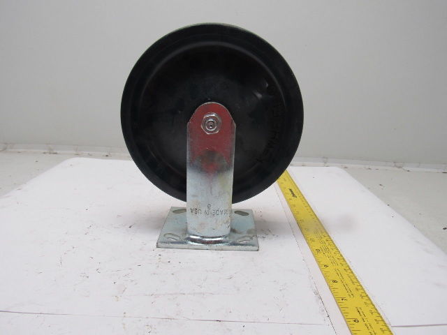 K-Wheel 8" Hard Plastic Solid Crowned Tread Ridged Caster 4x4-1/2" Plate Mount