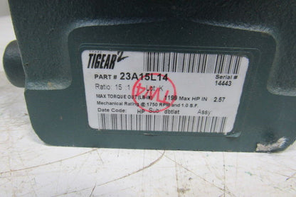 Dodge 23A15L14 15:1 Ratio 1750RPM 2.57Hp Input 117RPM LH Output Gear Reducer