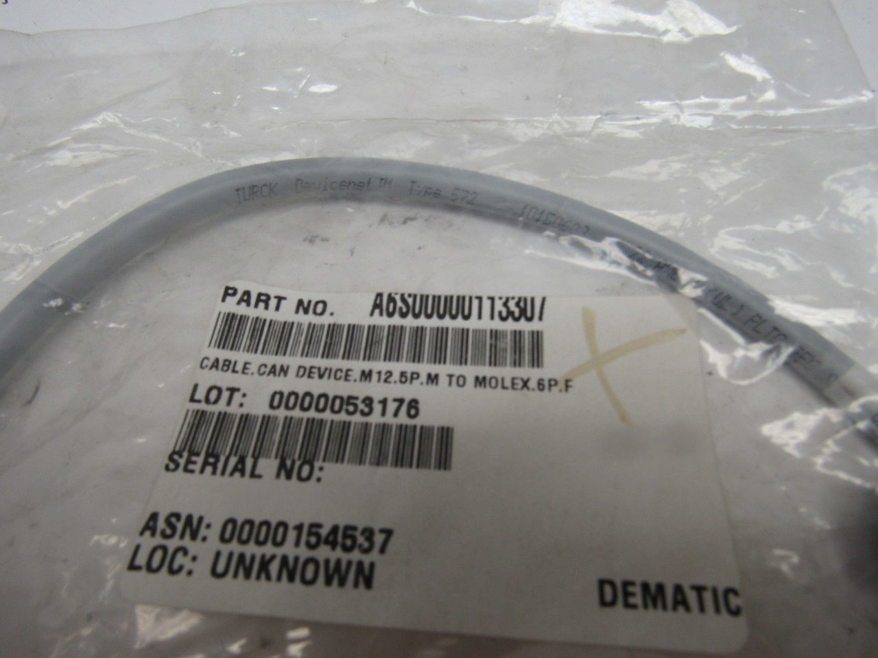 Turck A6S00000113307 Can Device Cable M 12.5PM Molex 6 Pin Female 1000mm