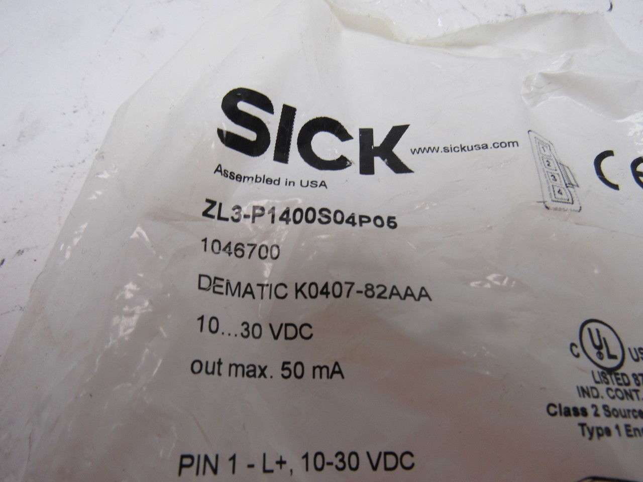Sick ZL3-P1400S04P05 10...30VDC Photoelectric Sensor In Bracket Assembly