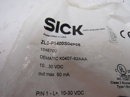 Sick ZL3-P1400S04P05 10...30VDC Photoelectric Sensor In Bracket Assembly
