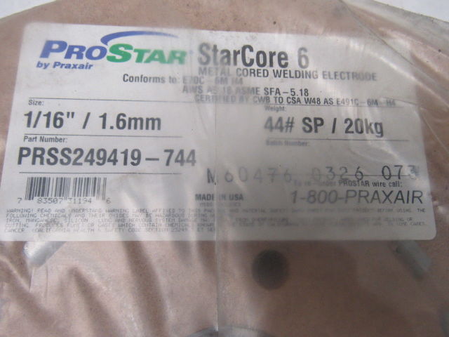 ProStar StarCore 6 Metal-Cored Wire. Wire 1/16" Diameter 44LB Spool