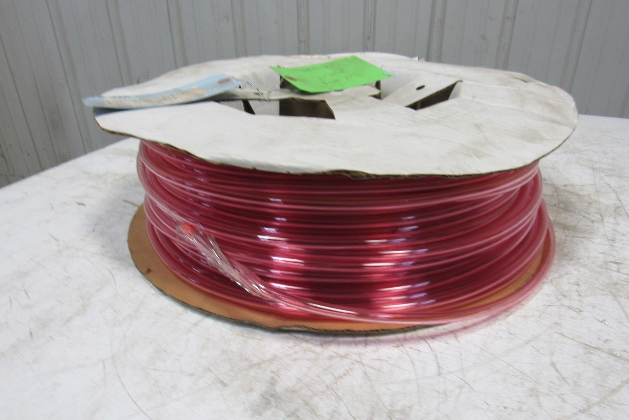 1A-005-25 3/8" x .245" Polyurethane Tubing 90A Transparent Red 436'