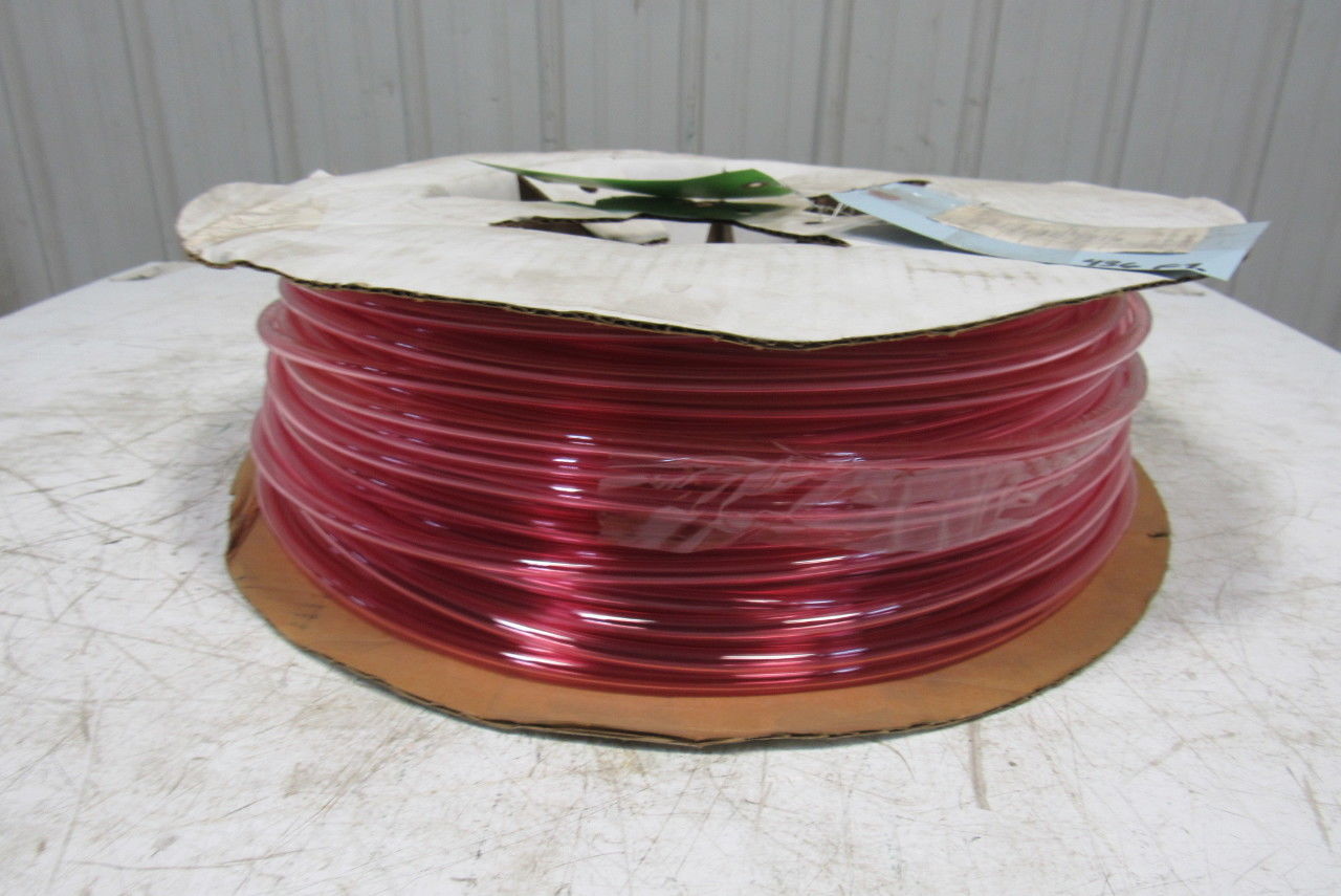 1A-005-25 3/8" x .245" Polyurethane Tubing 90A Transparent Red 436'