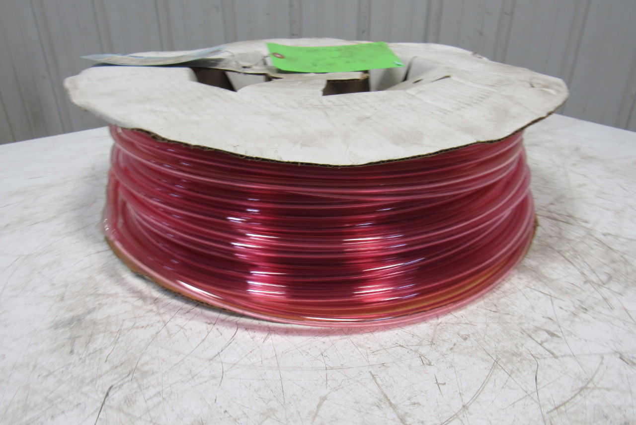 1A-005-25 3/8" x .245" Polyurethane Tubing 90A Transparent Red 436'