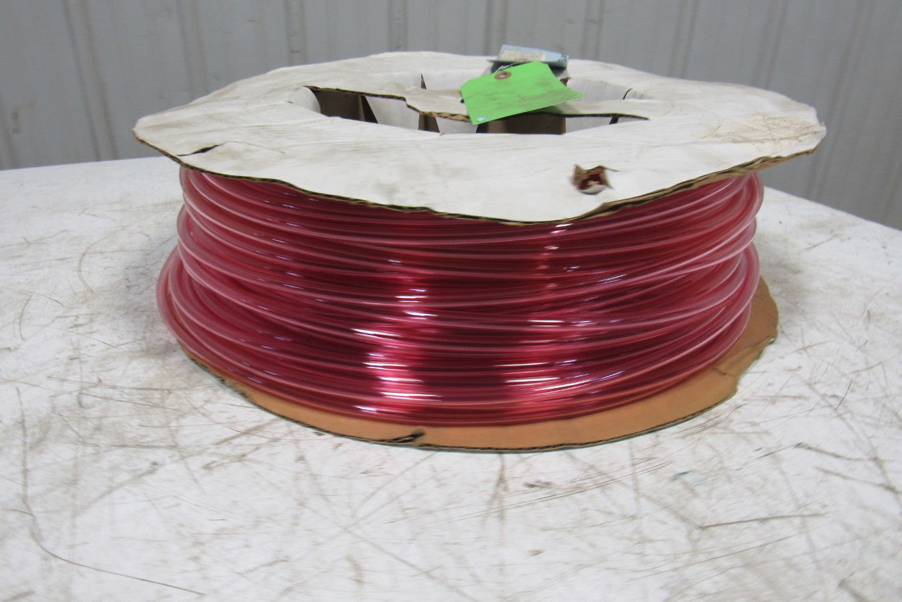 1A-005-25 3/8" x .245" Polyurethane Tubing 90A Transparent Red 436'
