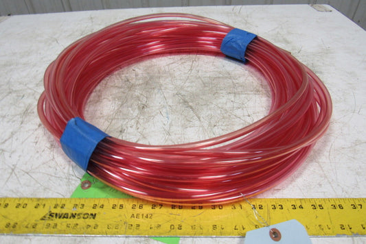 1A-005-25 3/8" x .245" Polyurethane Tubing 90A Transparent Red 114'