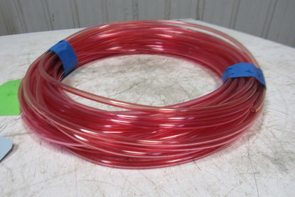 1A-005-25 3/8" x .245" Polyurethane Tubing 90A Transparent Red 114'