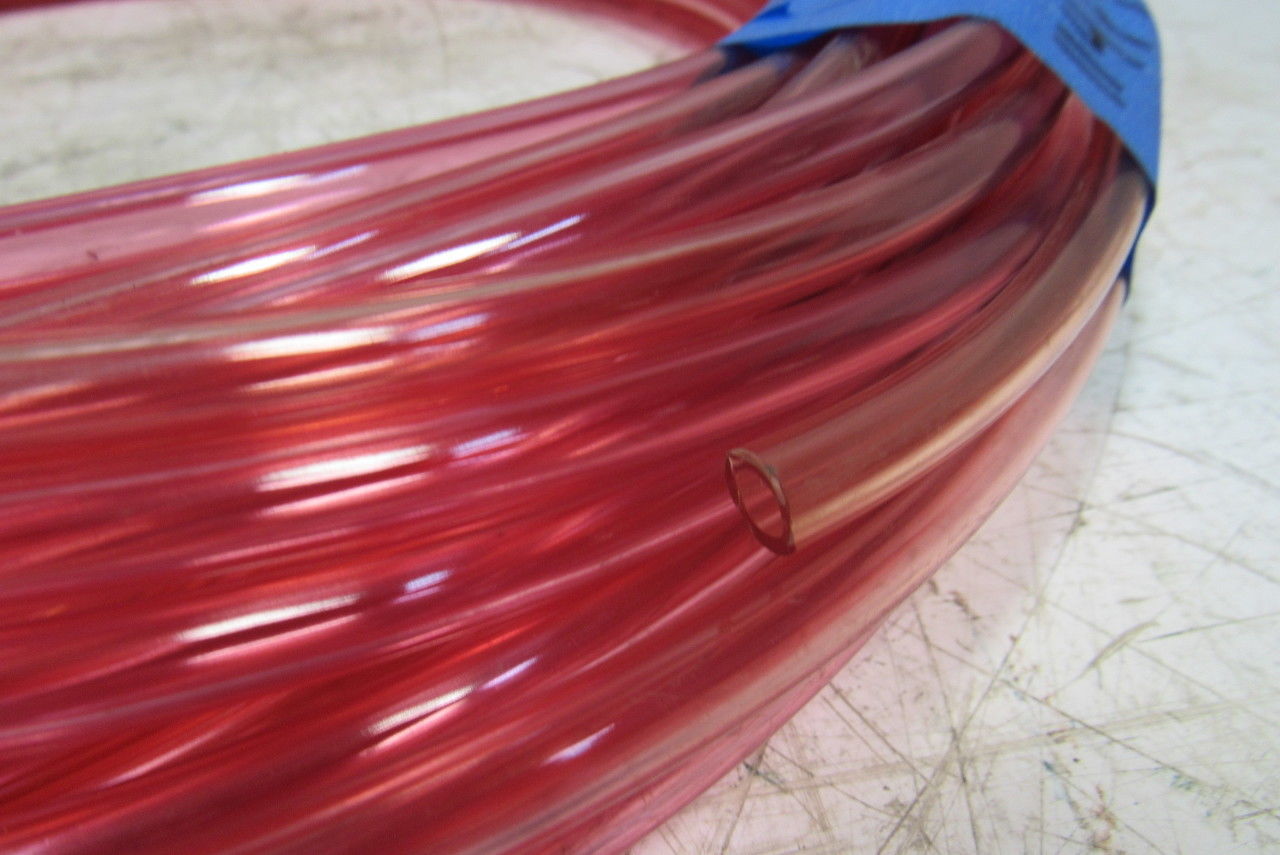 1A-005-25 3/8" x .245" Polyurethane Tubing 90A Transparent Red 114'