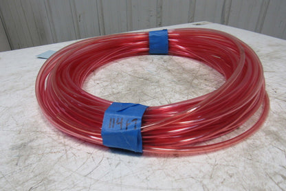 1A-005-25 3/8" x .245" Polyurethane Tubing 90A Transparent Red 114'