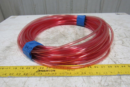 1A-005-25 3/8" x .245" Polyurethane Tubing 90A Transparent Red 114'