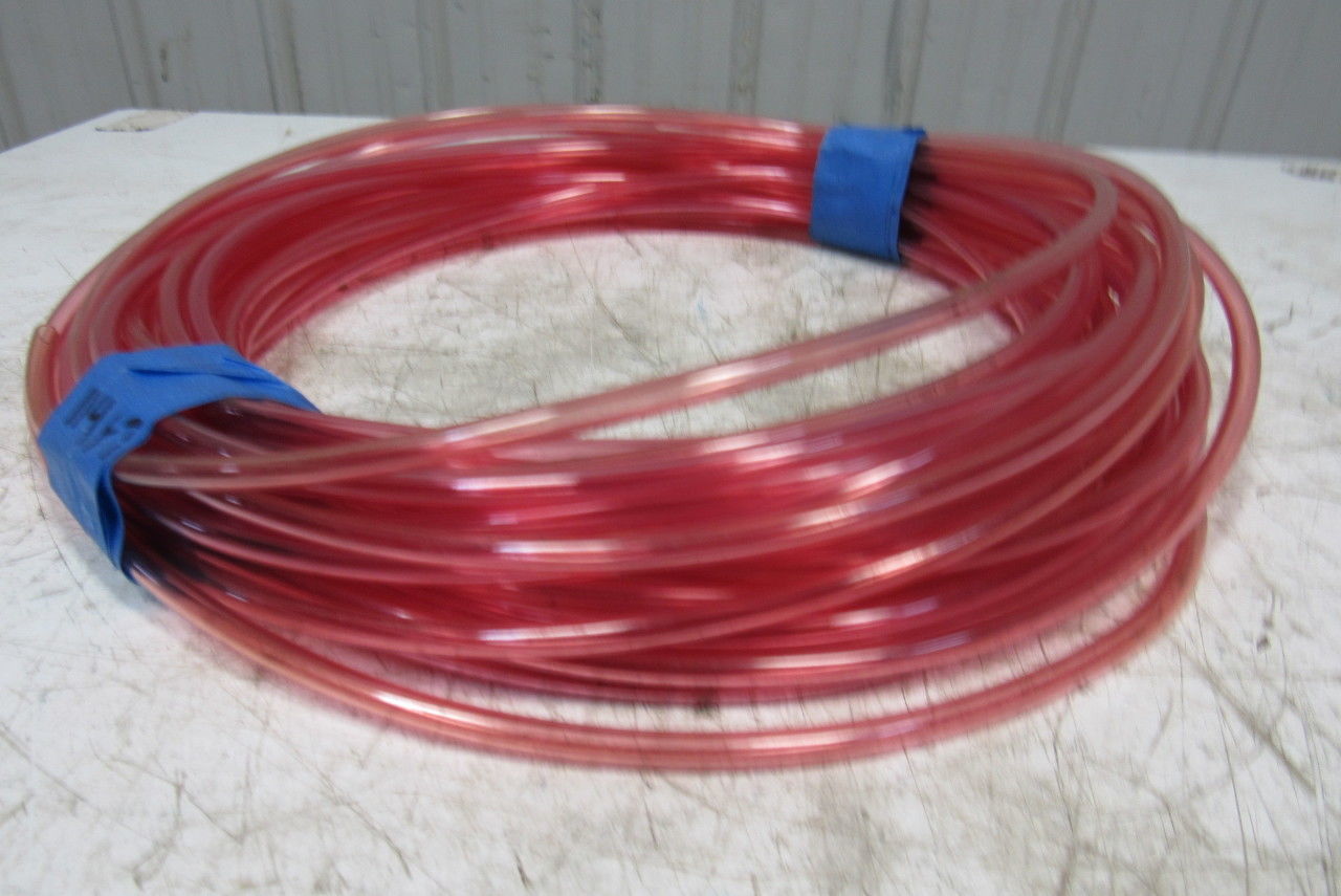 1A-005-25 3/8" x .245" Polyurethane Tubing 90A Transparent Red 114'