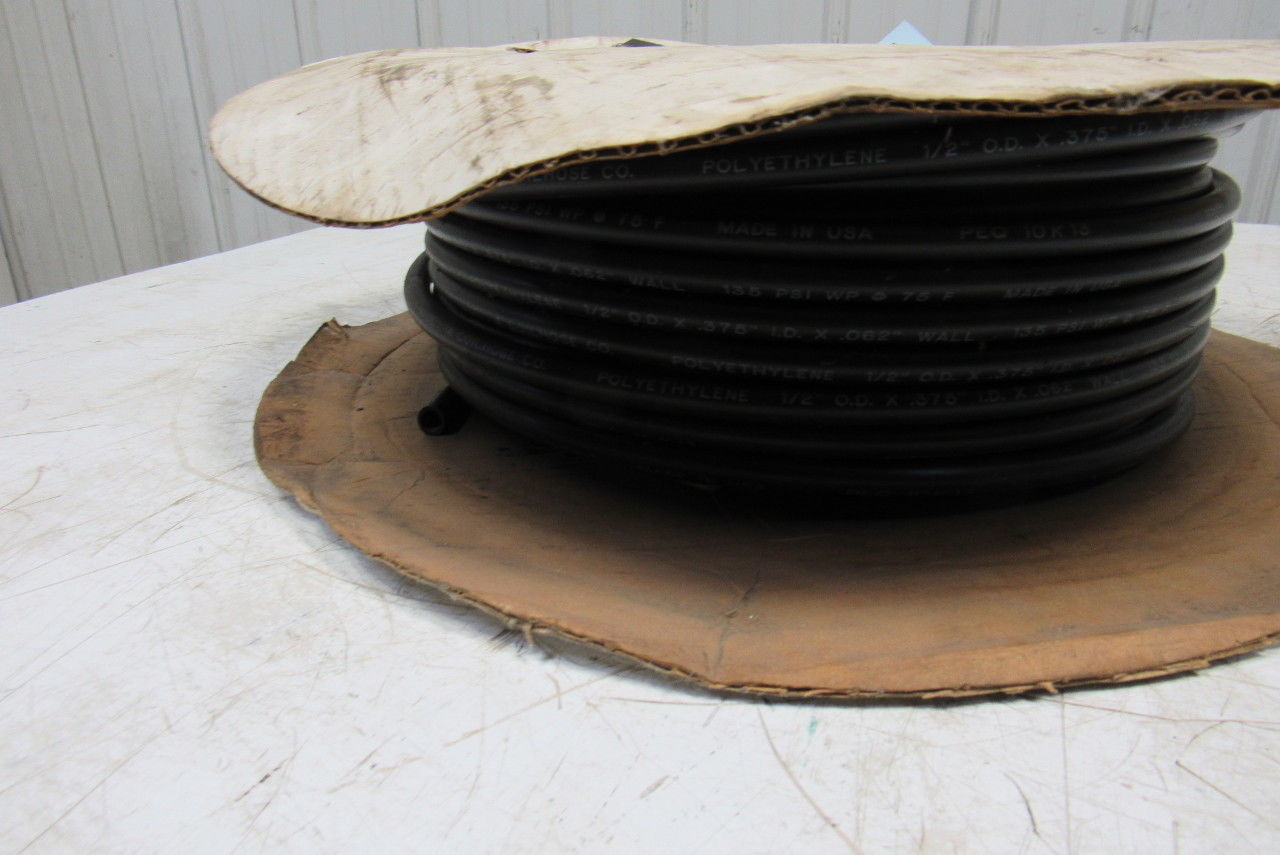 Freelin Wade 1/2" OD x 0.62" Wall Black Polyethylene Airline Tubing 135PSI 100'