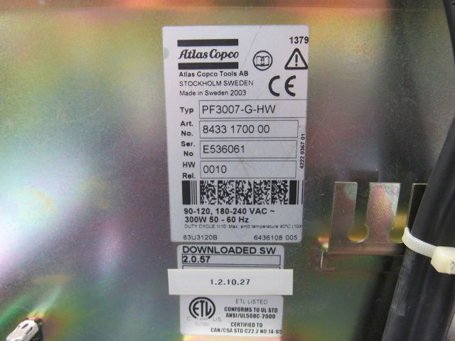 Atlas Copco Type PF3007 G-HW Tensor S4/S7 Control Panel Interface W/Cables