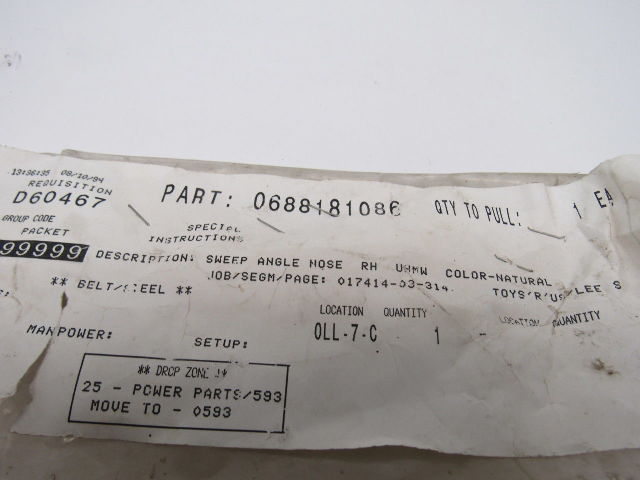 Dematic 06881-81086 Conveyor Sweep Angle Nose Right Hand Divert