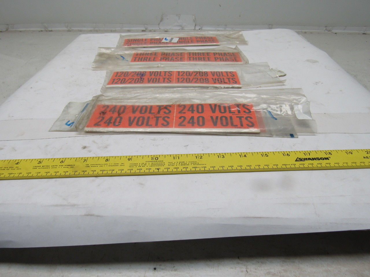 Misc. 4-1/2" x 1" 240 Volts 120/208 Volts Single 3 Phase Markers Lot Of 23