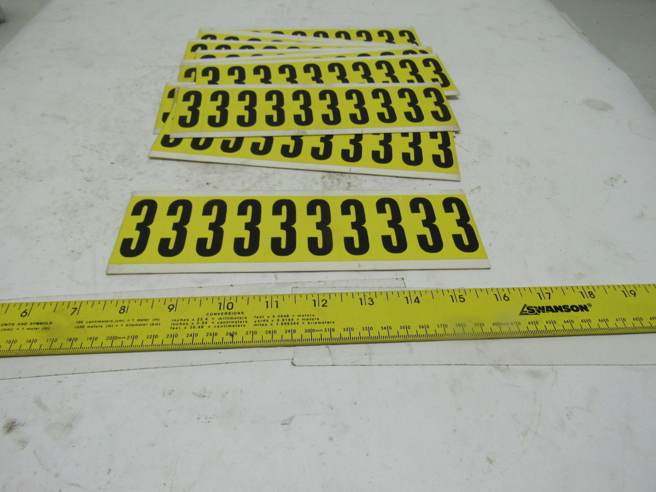 Brady 3440-3 2" x 1" Black On Yellow Number 3 Marker Sticker Lot Of 14 Cards