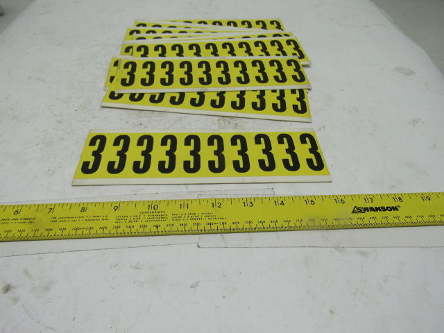 Brady 3440-3 2" x 1" Black On Yellow Number 3 Marker Sticker Lot Of 14 Cards