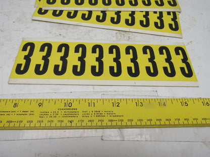 Brady 3440-3 2" x 1" Black On Yellow Number 3 Marker Sticker Lot Of 14 Cards
