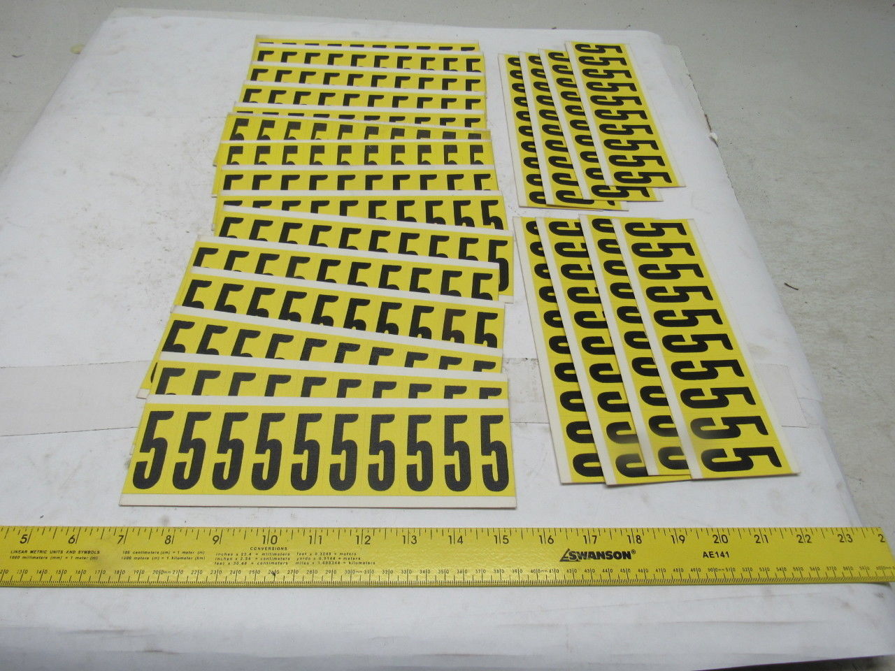 Brady 3440-5 2" x 1" Black On Yellow Number 5 Marker Sticker Lot Of 23 Cards
