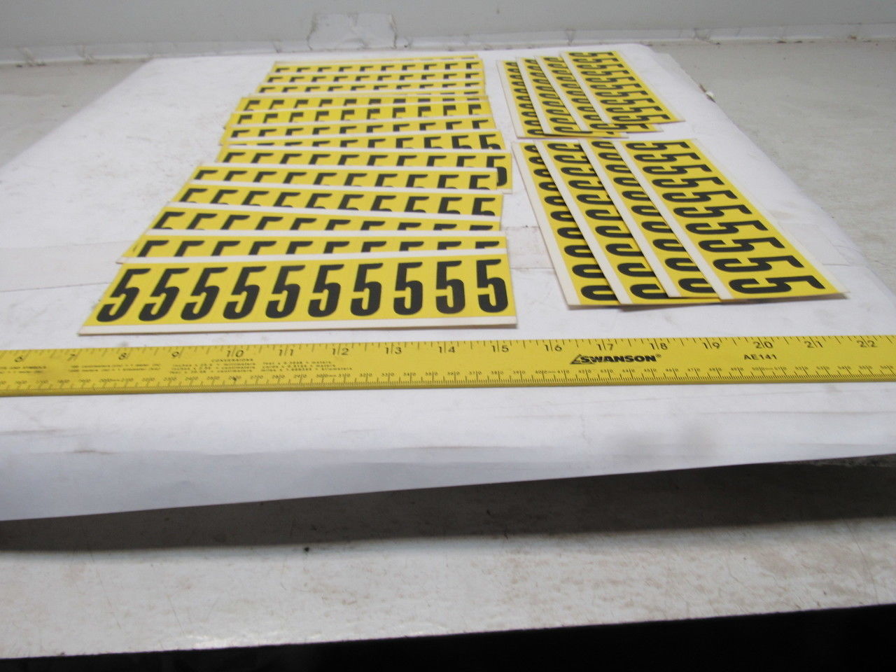 Brady 3440-5 2" x 1" Black On Yellow Number 5 Marker Sticker Lot Of 23 Cards