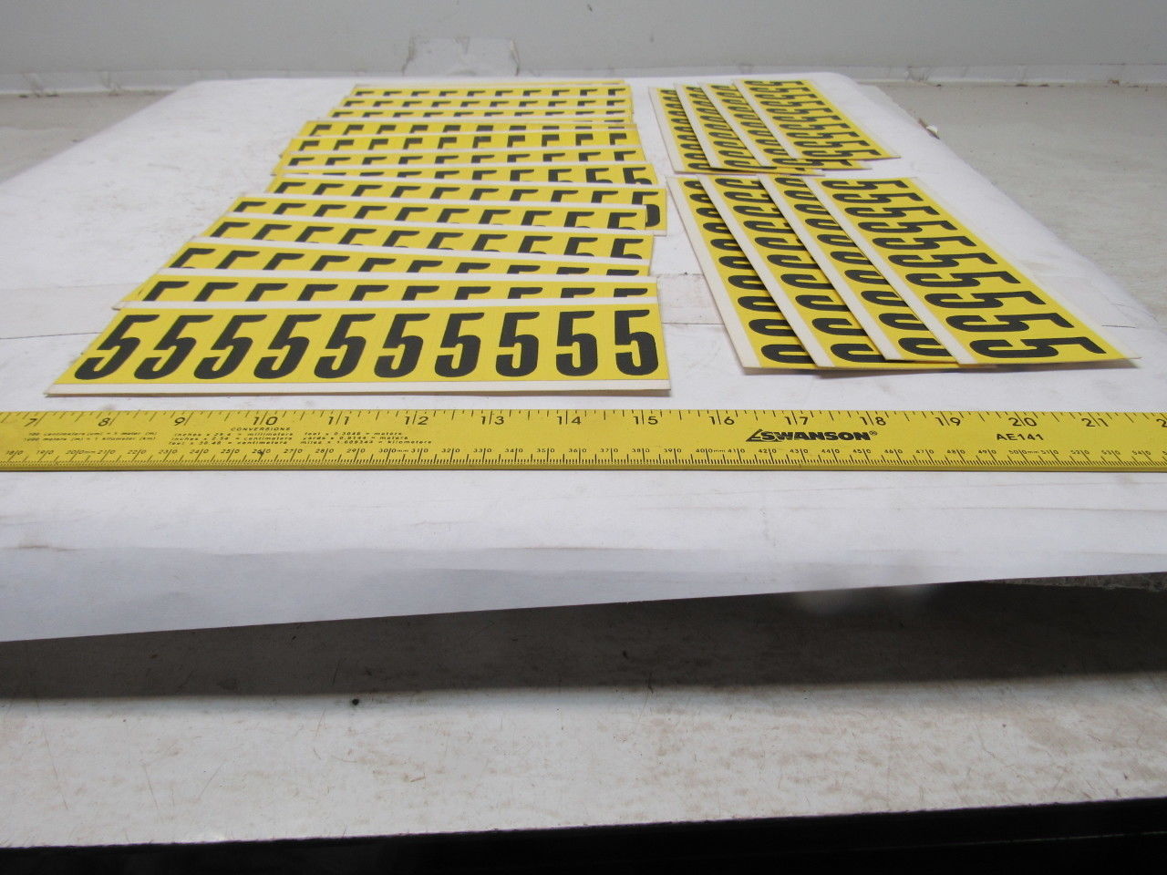Brady 3440-5 2" x 1" Black On Yellow Number 5 Marker Sticker Lot Of 23 Cards
