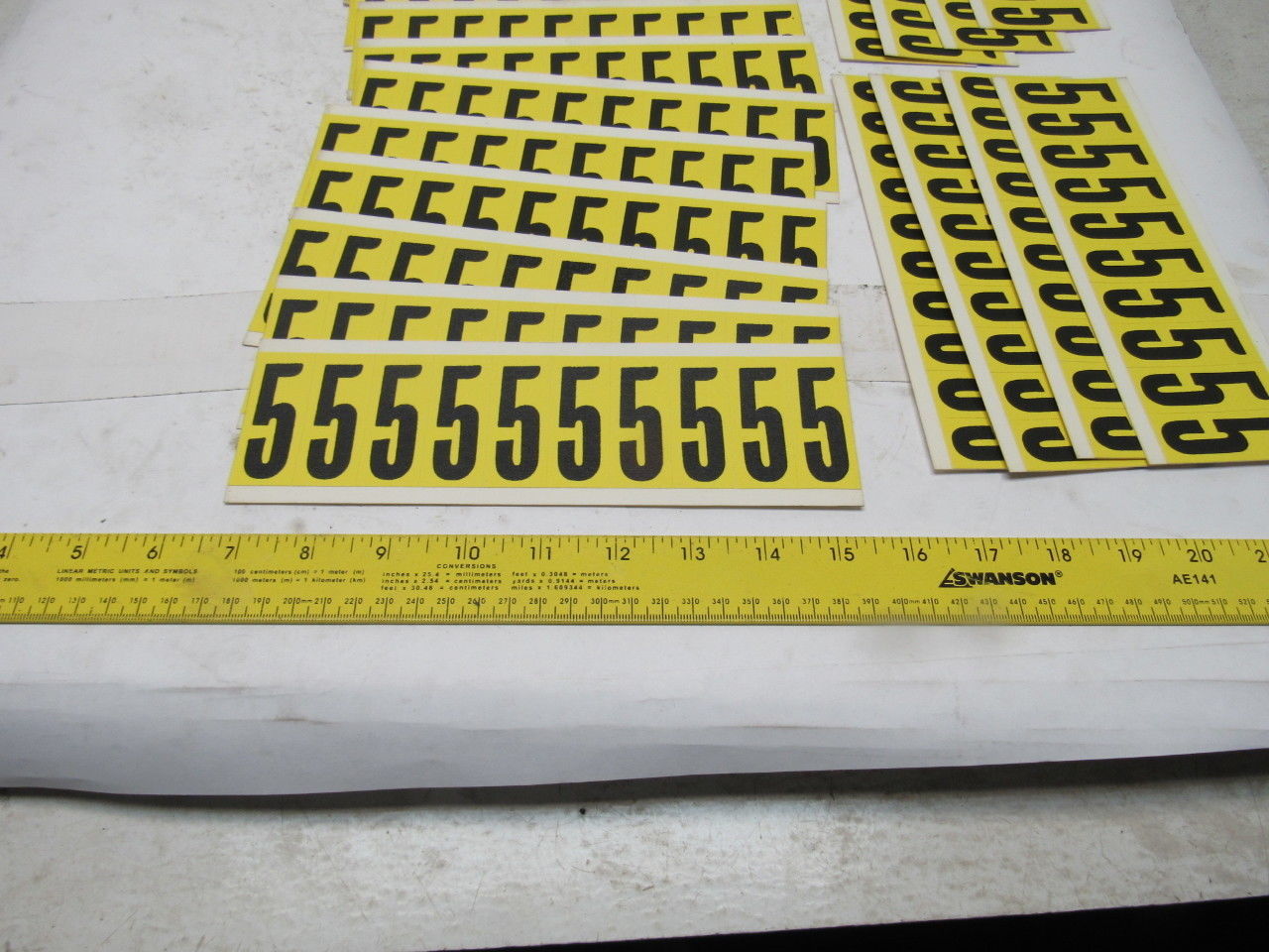 Brady 3440-5 2" x 1" Black On Yellow Number 5 Marker Sticker Lot Of 23 Cards