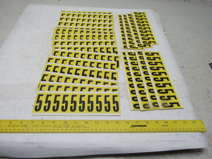 Brady 3440-5 2" x 1" Black On Yellow Number 5 Marker Sticker Lot Of 23 Cards