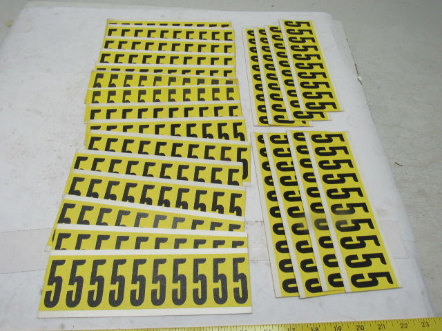 Brady 3440-5 2" x 1" Black On Yellow Number 5 Marker Sticker Lot Of 23 Cards