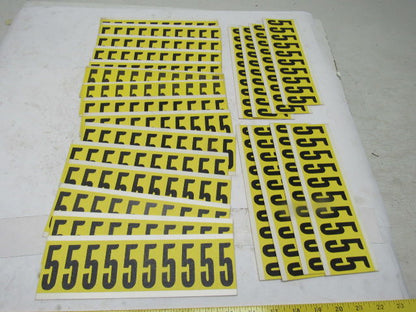 Brady 3440-5 2" x 1" Black On Yellow Number 5 Marker Sticker Lot Of 23 Cards