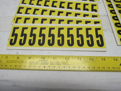 Brady 3440-5 2" x 1" Black On Yellow Number 5 Marker Sticker Lot Of 23 Cards
