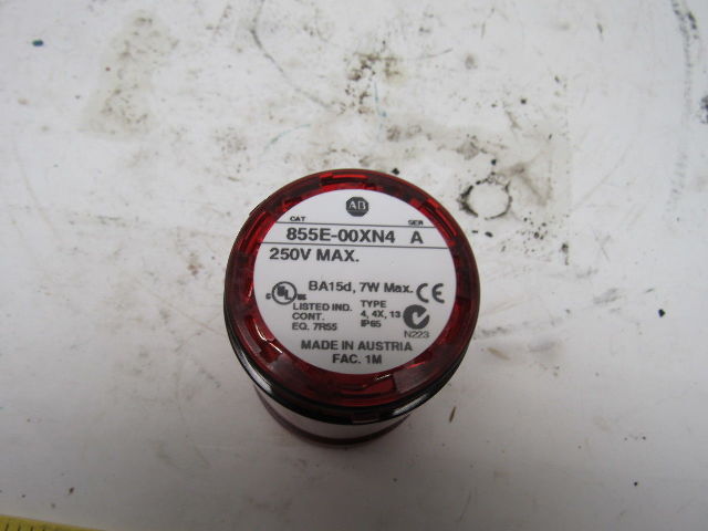 Allen Bradley 855E-00XN4 250V Max Steady RED Stack Light Lens