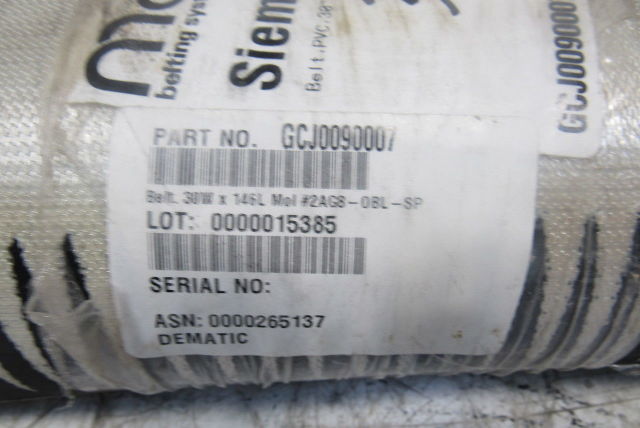 Siemens GCJ0090007 30" 1 Ply Woven Back Smooth Top Conveyor Belt .074"T 146"