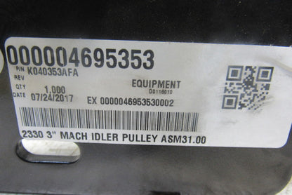 Dematic K040353AFA 3" Idler Pulley Model 2330 Conveyor 23" Face 31" OAL