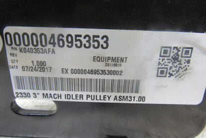Dematic K040353AFA 3" Idler Pulley Model 2330 Conveyor 23" Face 31" OAL
