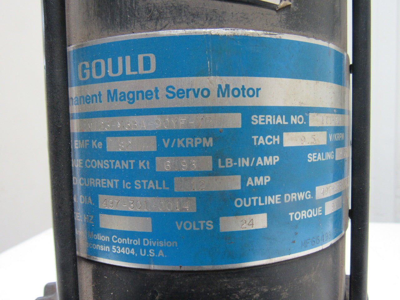 Gould M123-Y3BA-90YF-VP 90VDC 12A Stall Permanent Magnet Servo Motor