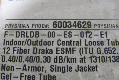 Prymian F-DRLDB-00-ES-012-E1 CampusLink LT Dry Loose Tube Fiber Optic Cable 700'