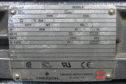 Emerson 644250 5HP 1765RPM 460V 3Ph 60Hz 215C Automotive Duty AC Motor
