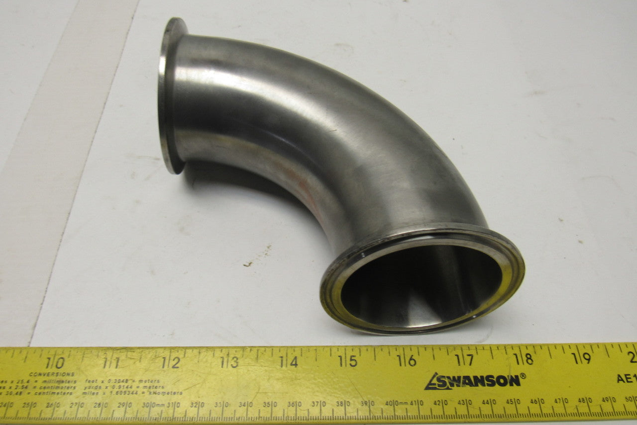 2-1/2" Stainless Steel O-Ring Flange Sanitary Elbow 90°